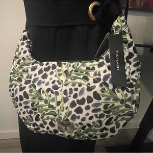 TAHARI Stylish Green and Black Patterned Women's crossbody Bag
